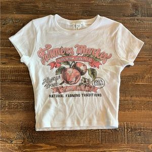 cropped cute pink and white tshirt